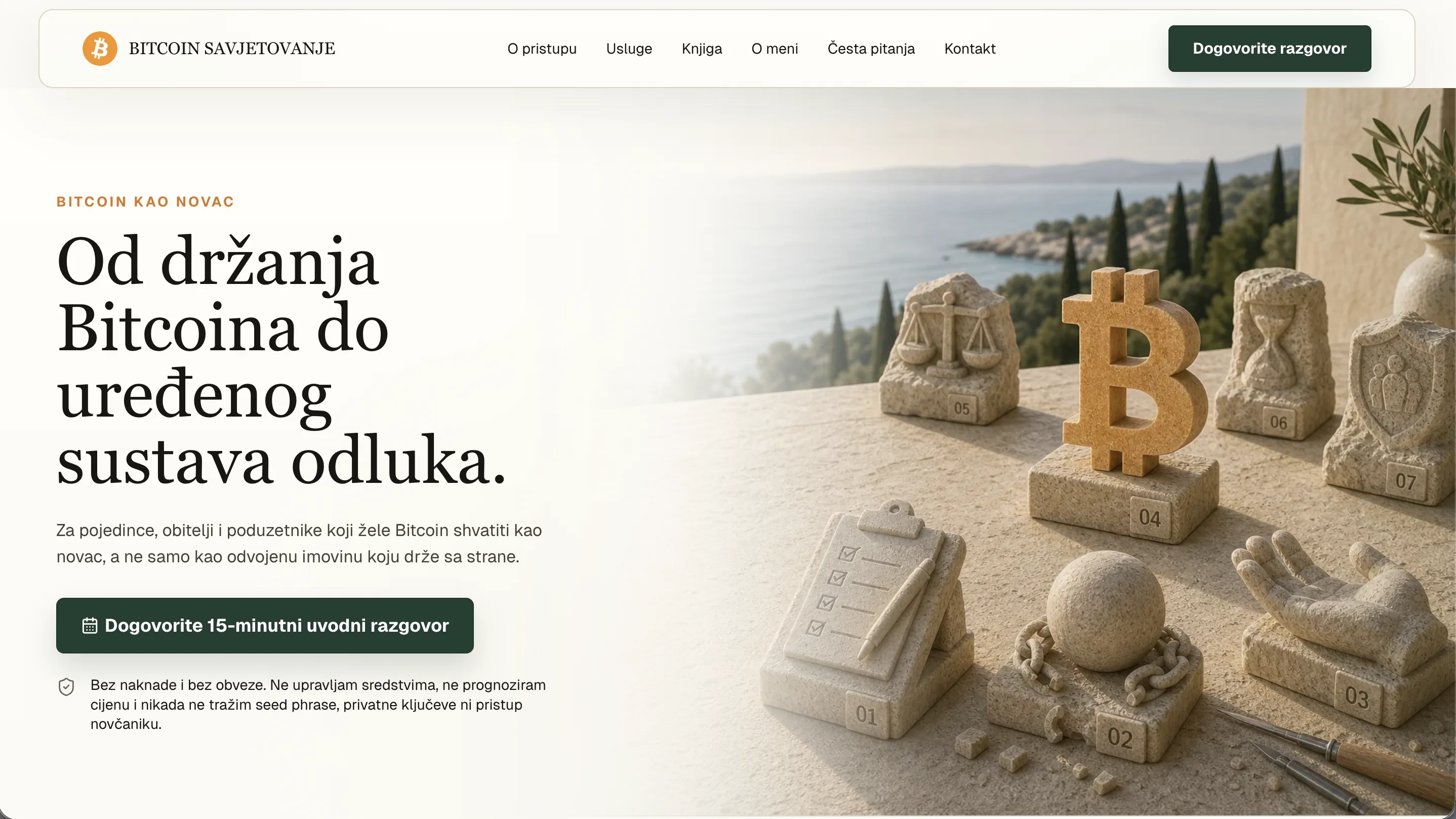 Screenshot web stranice Bitcoin Savjetovanje