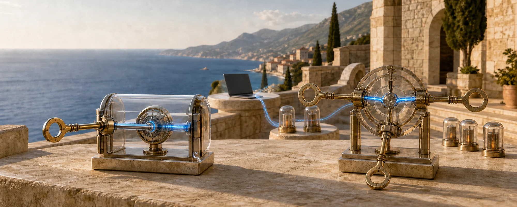 One-key and two-of-three authorization structures on an Adriatic terrace.
